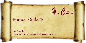 Hencz Csák névjegykártya
